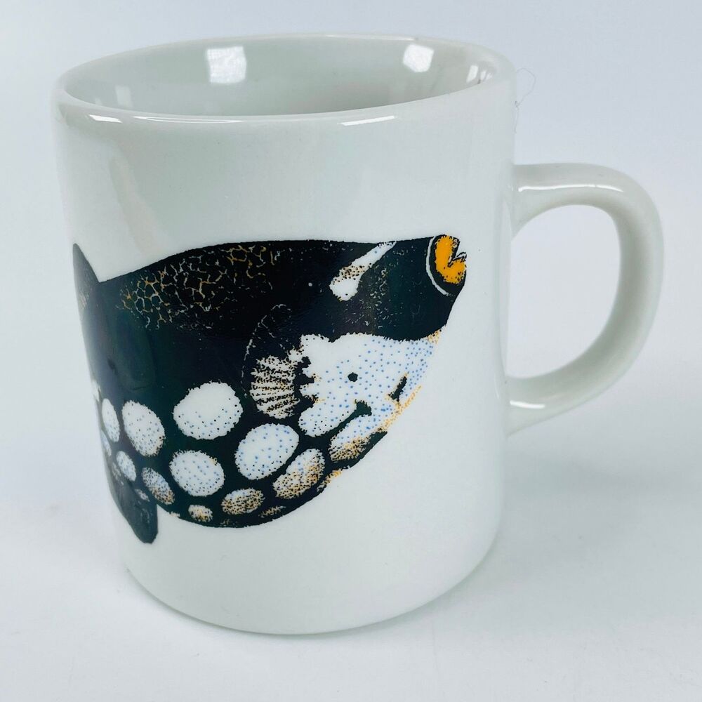 Omaha Henry Doorly Zoo Aquarium Mug Cup White 3.75" Ceramic Fish Logo 1994